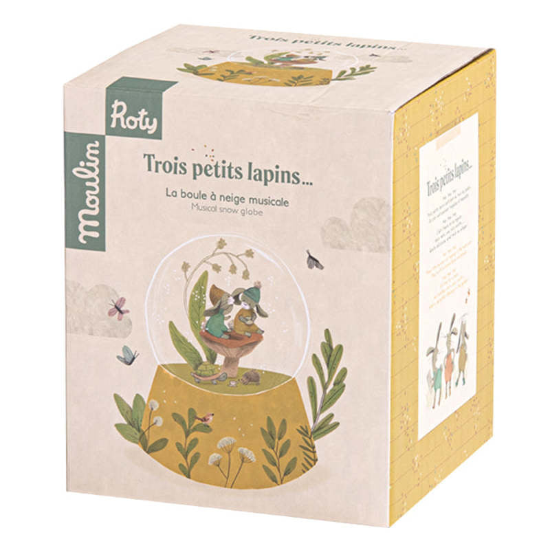Trios Petits Lapins Musical Snow Globe