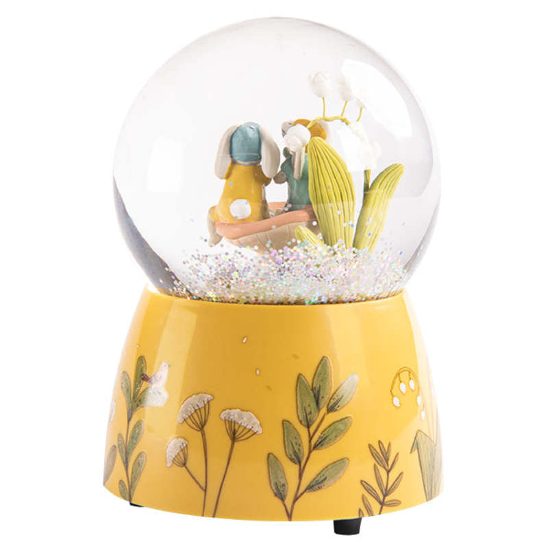 Trios Petits Lapins Musical Snow Globe
