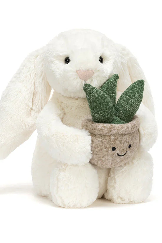 Cream Bunny with Plant